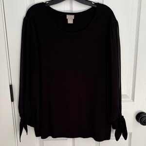 Chico's Black Sweater w Sheer 3/4 Sleeves